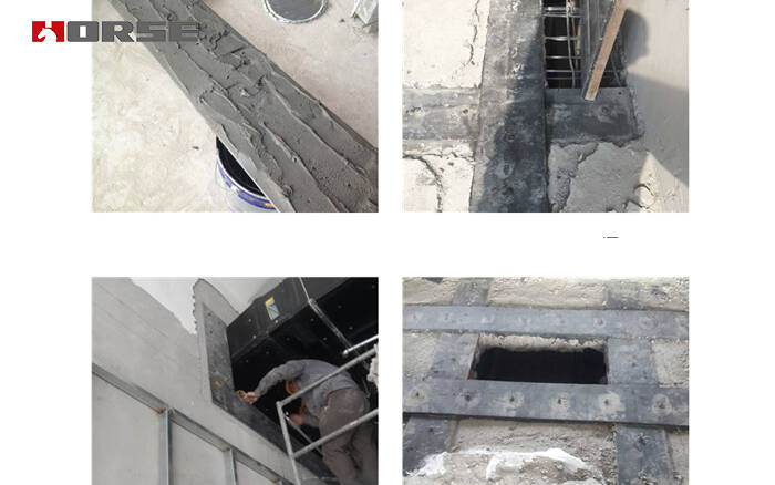 Due to the use and structural change, it is necessary to open holes on the floor and wall, and then reinforce the structure with adhesive bonded steel plate reinforcement technology.