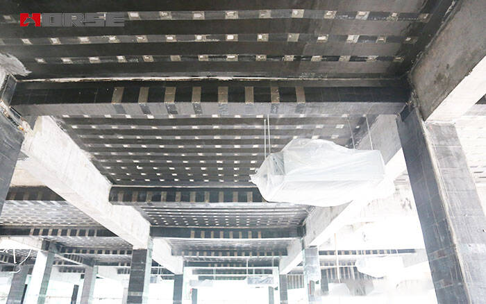 beam, slab and column are filled with carbon fiber fabric