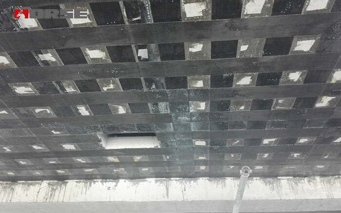 Carbon fiber reinforced polymer(CFRP) sheet reinforcement for floor slab