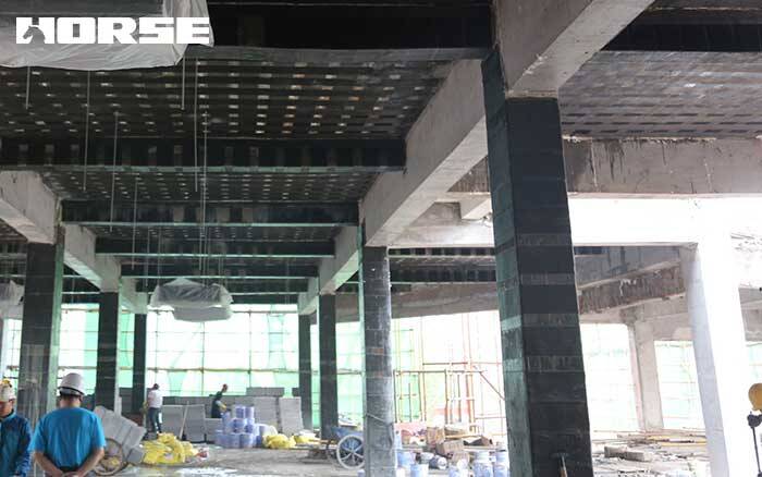 Strengthening with carbon fiber sheet for concrete column