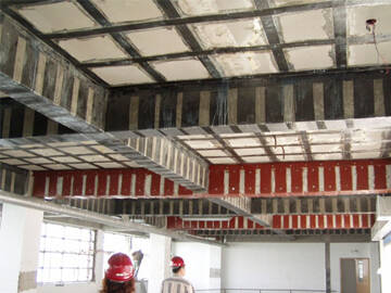 Bonding steel plate and CFRP to concrete for beam, slab strengthening